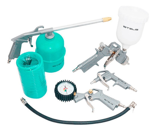 Kit 5 Peças Pistola Pintura Acessórios Compressor Motomil