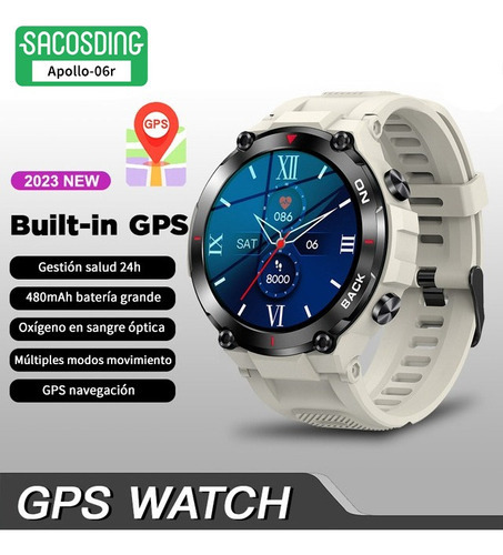 Relojes Inteligente 5atm Gps Hombres Impermeable Smart Watch Color De La Malla K37b Grey