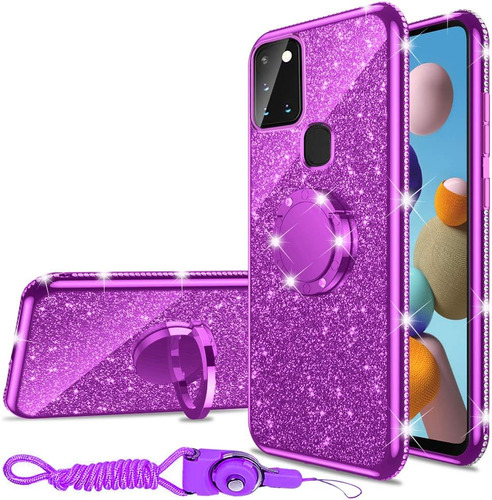 Funda Galaxy A21s Nancheng Kickstand Glitter Purple