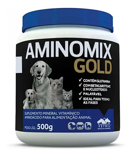 Aminomix Gold 500g Suplemento Vitamínico Para Cães E Gatos