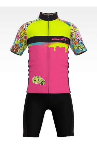 Conjunto Ciclismo Infantil Ert Team Camisa + Bermuda Bike 