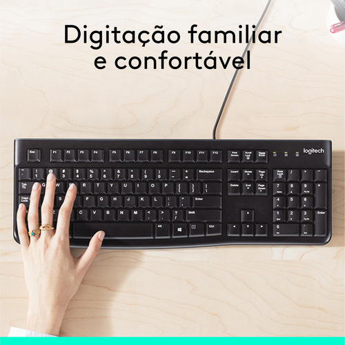 Teclado Com Fio Usb Logitech K120 Com Layout Abnt2
