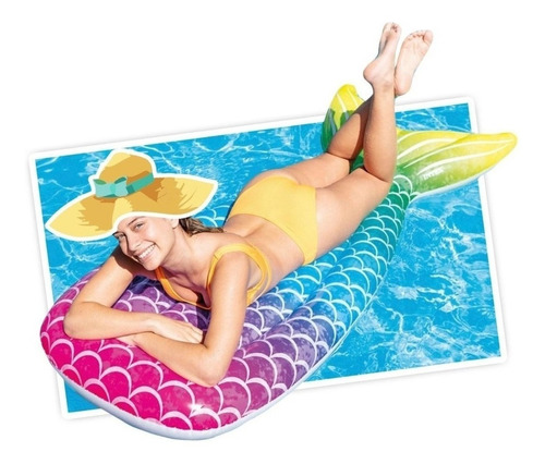 Colchoneta Inflable Cola Sirena P/pile 180x79cm Intex Cuota