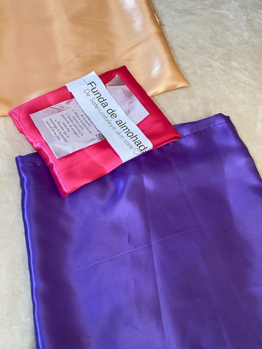 Fundas De Saten Con Solapa X 2 Unid Y 2 Scrunchie De Regalo Violeta