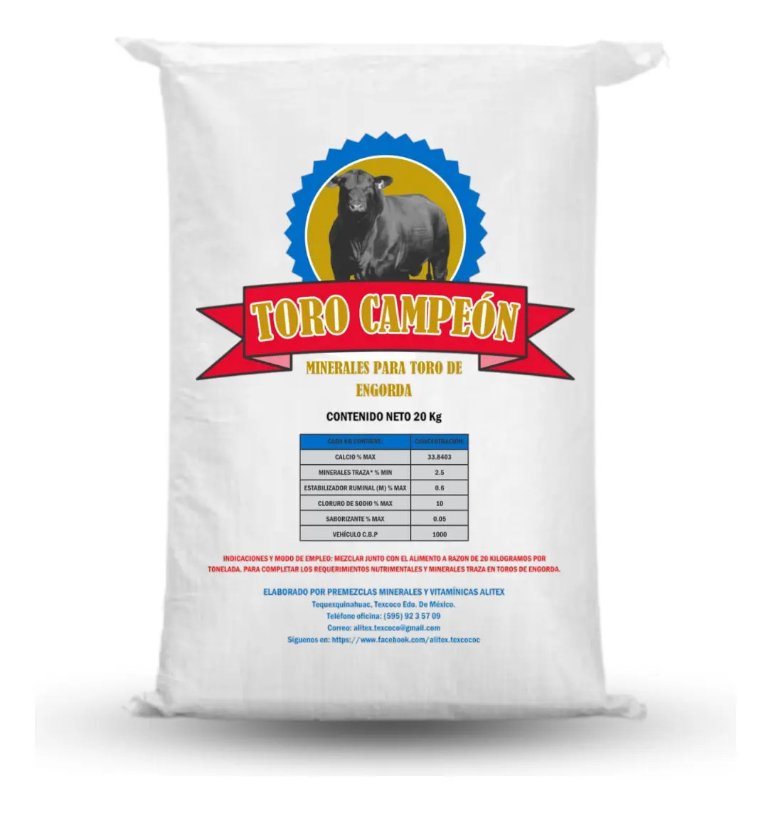 Sal Mineral Toro Campeon Alitex 20kg