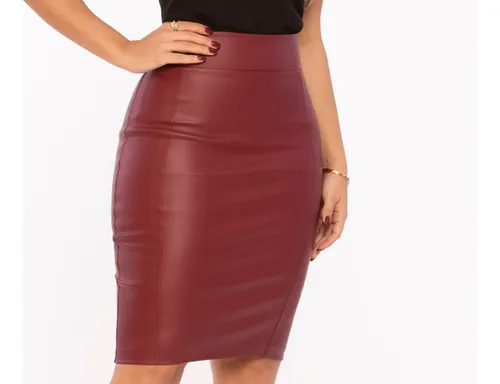 Saia de couro marsala sale