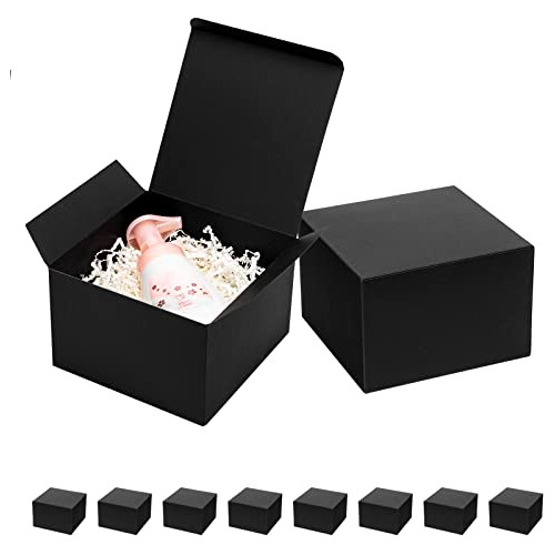 Black Gift Boxes With Lids 6x6x4 Inches 10 Pack Groomsm...