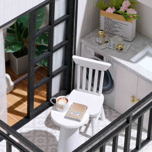Casa De Miniatura Con Muebles Diy Kit Muebles Realistas 1:24