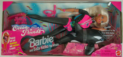 Ocean Friends Barbie Y Baby Keiko The Whale Set