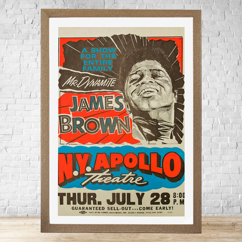 Cuadro James Brown 30x40 Con Vidrio Listo Para Colgar Marrón Claro Moderno