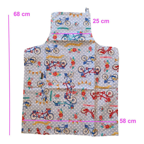 Imagen 3 de 4 de Delantal Cocina Estampado Gabardina Diseños Divertidos