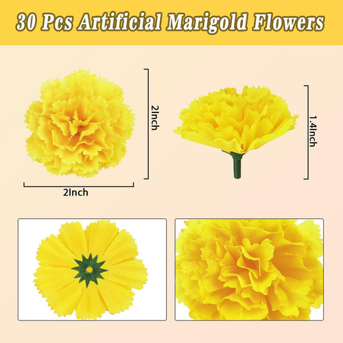 30 Flores Artificiales De Caléndula, Cabezas De Flores De De