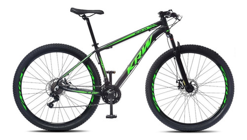 Mountain bike KRW S60 aro 29 17 24v câmbios Shimano TZ cor preto/verde-fosco