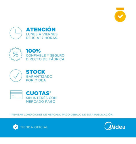 Imagen 5 de 5 de Aire Portátil Midea 3000 Kcal/h Frío Calor