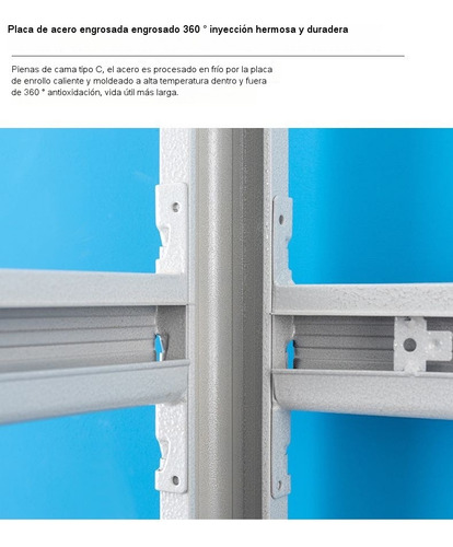 Cama Doble De Hierro Y Acero, Estilo Industrial Con Soporte