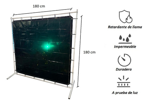 Cortina Para Soldadura Verde Con Marco