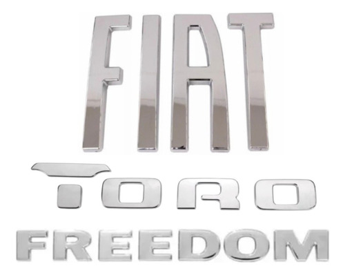 Kit 3 Emblemas Fiat Toro Freedom Adesivo Traseiro Ano 2016