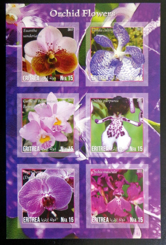 Eritrea Flores, Bloque 6 Sellos S Dentar Orqu 17 Mint L10039