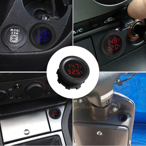 Voltímetro E Termômetro Digitais De Carro Com Display Duplo