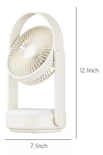 Ventilador de escritorio portátil, 4 velocidades recargable por USB,  ventilador silencioso de mesa oscilante con luz nocturna de respiración