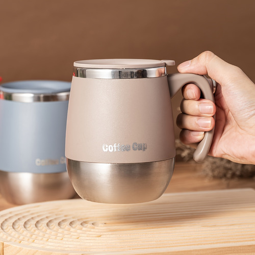 1pc Taza De Café Aislada De Acero Inoxidable Con Tapa -
