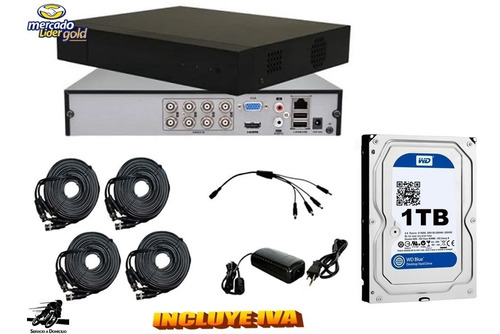 Imagen 2 de 6 de Kit Cctv 4 Cámaras Seguridad Vigilancia + Disco Duro 1000gb