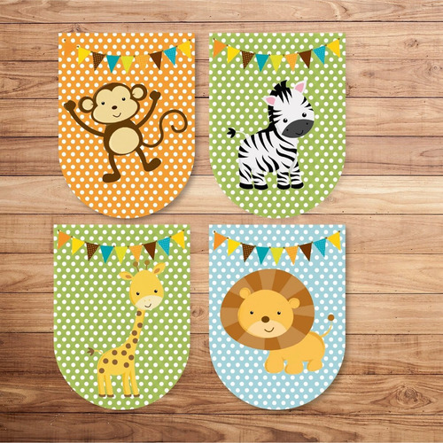 Kit Imprimible Animales De La Selva Colorido Cumple