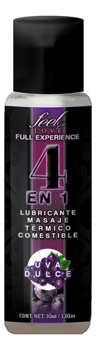 Lubricante Comestible Masaje Térmico 4 En 1 Feel Love 30ml Sabor Uva Dulce