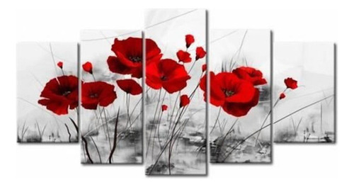 5 Unids/set Art Flor Rojo Lienzo Impresión Póster De Pared A