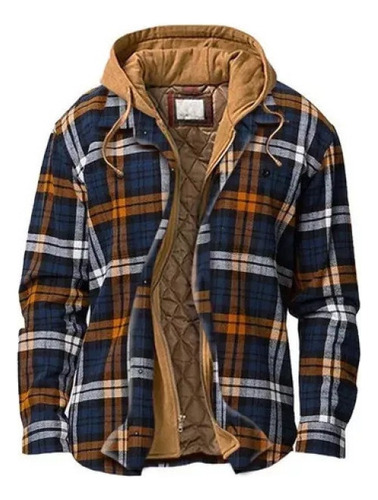 Chaqueta De Franela Con Capucha Y Camisa De Cuadros