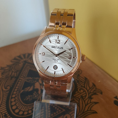 Oferta Relógio Seculus Feminino Rosê Gold Aço Prova D'água