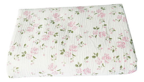 J Tela De Algodón Con Estampado De Rosas Rosadas, Mantas De