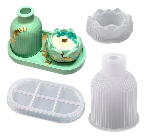 Molde De Silicona Para Jarrón De Resina Diy, 3 Piezas