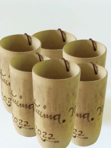 6 Copas Aguardienteras En Bambú (personalizadas)