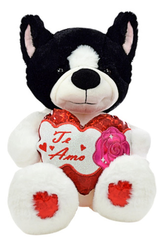 Perro De Peluche Con Corazon Metalizado Te Amo Cute