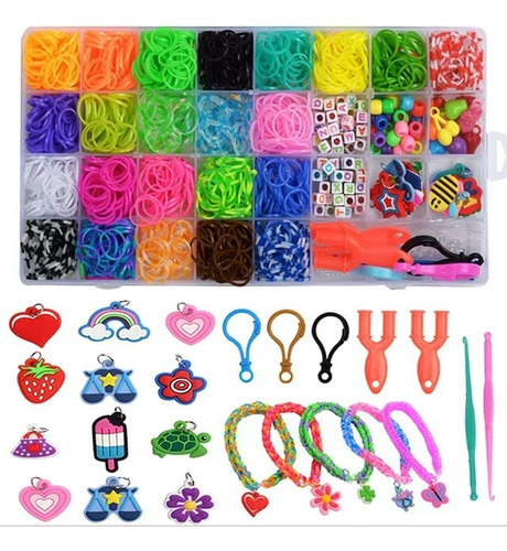Kit Para Hacer Pulseras De Elástico 23 Colores 1500+ Uds
