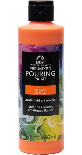 Pintura Para Acrilico Fluido Pouring Folkart 236ml. Naranja