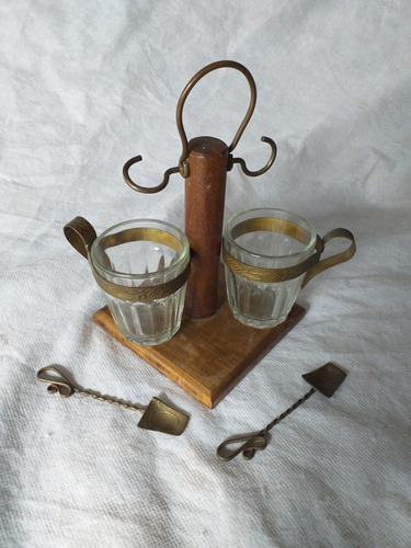 Taza Tú Y Yo Juego Con Detalle De Bronce Cuchara Y Estante