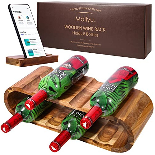 Wooden Countertop Wine Racks (8-bottles 2-tiers) With W...