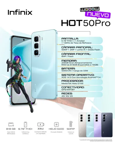 Celular Infinix Hot 50 Pro Nfc Dual 256gb Ram 8+8gb