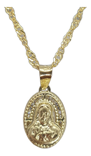 Medalla Del Sagrado Corazón Bautizo Oro 10k Cadena Regalo
