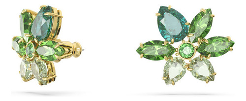 Swaro Pendientes Aretes Gema Flor Green Gold