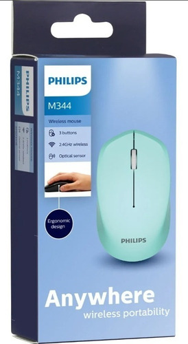 Mouse Inalambrico Philips M344 2.4 Ghz - Spk7344 - Turquesa