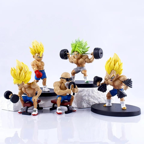 Figuras De Dragon Ball Z Haciendo Ejercicio De Gym 10-14 Cm