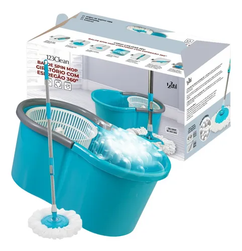 BALDE SPIN MOP 360 COM ESFREGAO 13 LITROS 123CLEAN - 123Útil