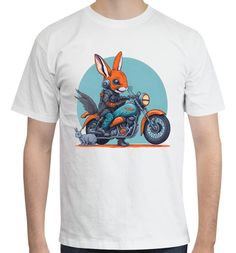 Playera Estampada Rabbit Davidson - Motos