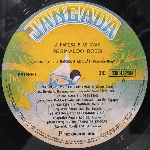 Lp - Reginaldo Rossi - A Raposa E As Uvas - 1982 - Vinil (Usado)