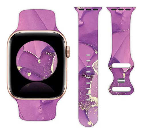 Banda De Reloj De Mármol Púrpura Compatible Con Apple Watch