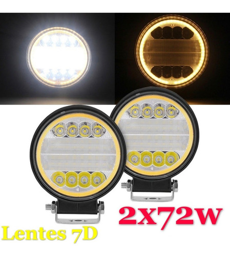 Kit 2x Novo Farol De Milha Led Universal S-72w+seta Laranja 