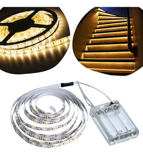 Fio Fita Led Autoadesiva Luz 2m 120 Leds Pilha Decoração Cor da luz Branco-quente